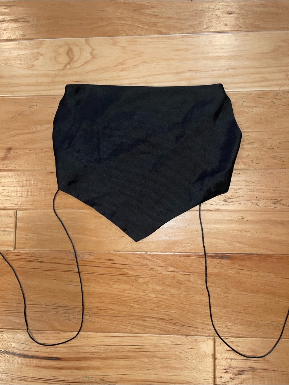 Princess Polly Julia Black top - Satin Bandana Top with string tie back